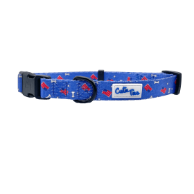 Cutie Ties Fun Design Dog Collar (Color: Red/White/Bones, size: small)